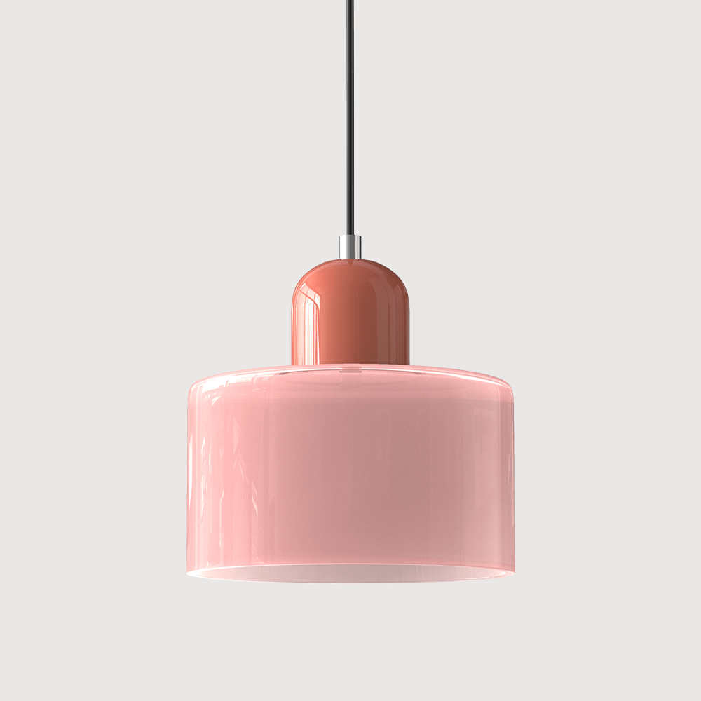 Glass pendant lamp featuring a modern geometric design, equipped with energy-efficient LED lighting, perfect for enhancing kitchen or dining area decor. 0